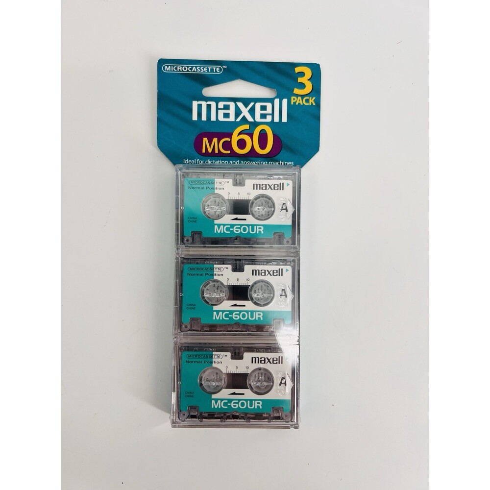 Maxell MC60UR Microcassette 3 Pack MC60 60 Minute Tapes Dictation Machine NEW!